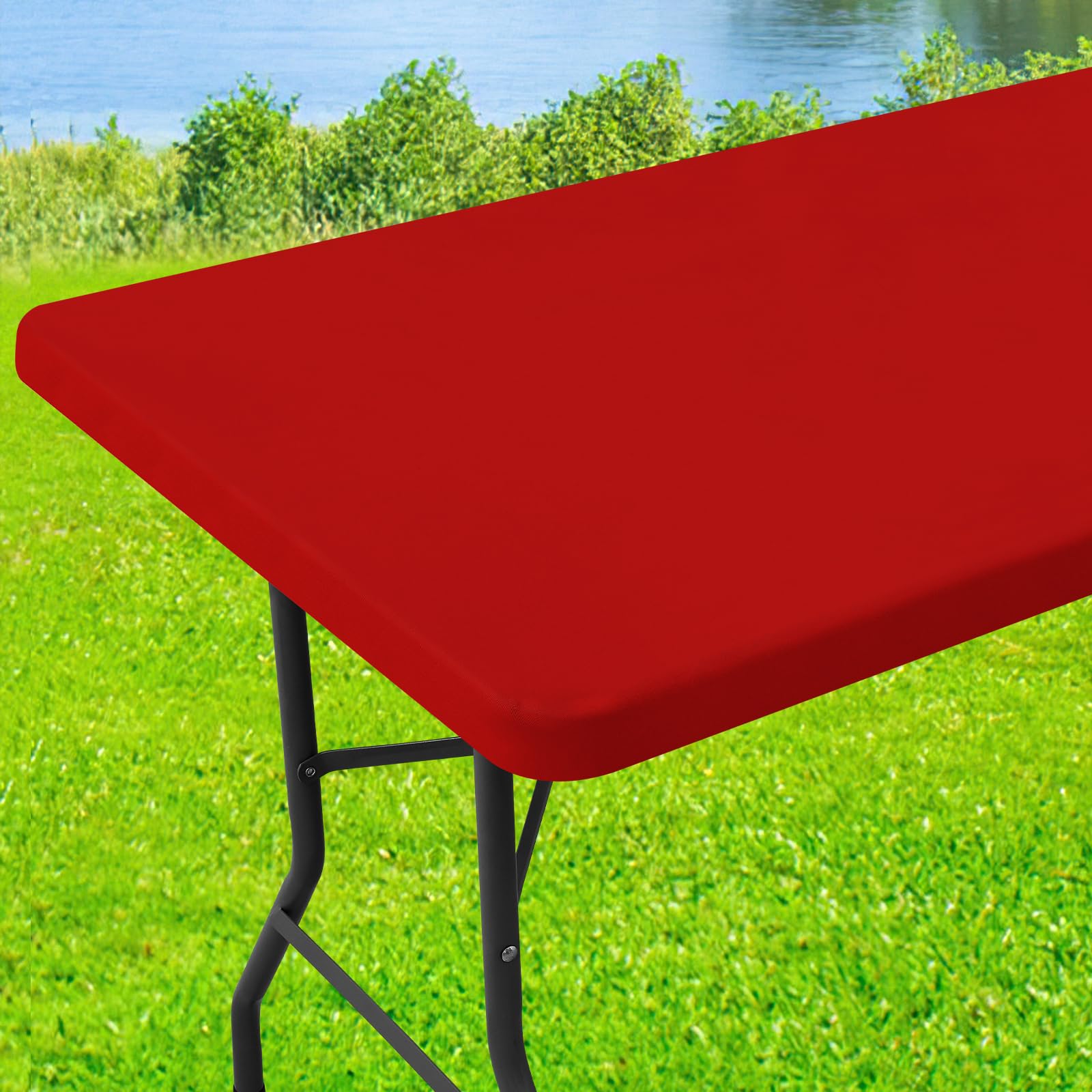 Moosfor Spandex 6ft rectangle tablecloth with elastic edge for a snug fit