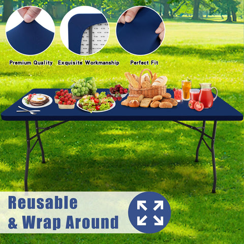 Moosfor Spandex tablecloth durable stitching ensures long-lasting reuse.