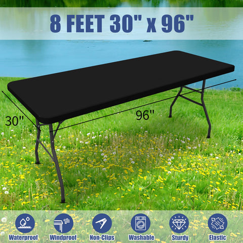 Moosfor Spandex tablecloth kitchen use demonstrates cleanup-ready design.