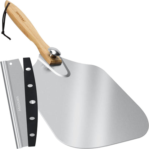 Mooues aluminum pizza peel with extended surface for easy transfer