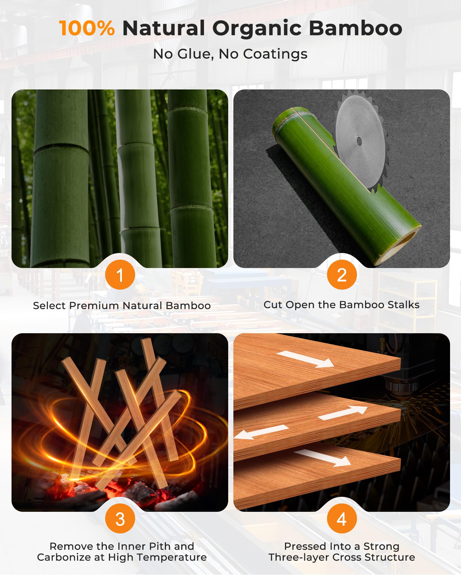 Mooues bamboo board with deep juice groove to catch liquids.