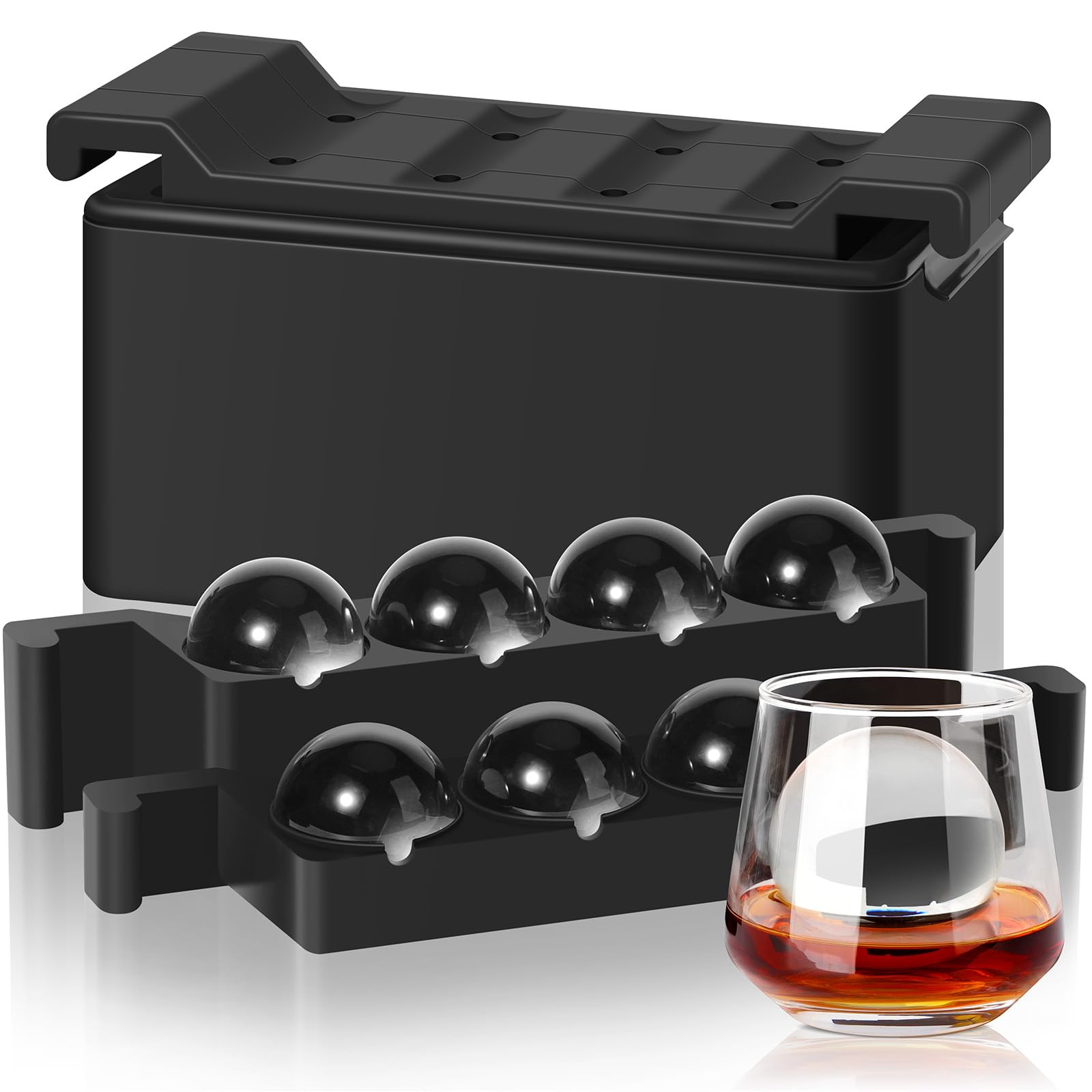 Mooues clear ice ball mold for 8 large spheres enhances cocktails with crystal clarity