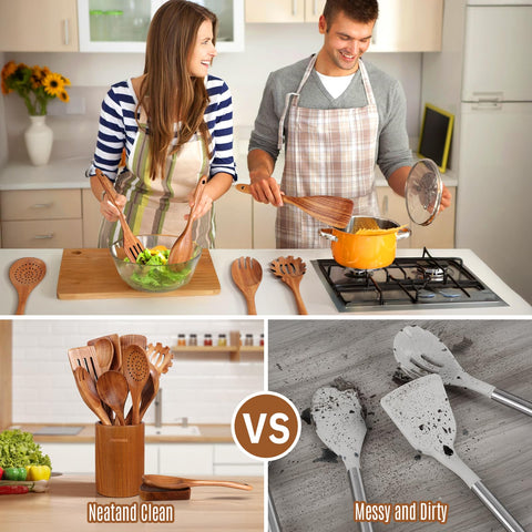 Mooues ergonomic grip minimizes fatigue during long cooking sessions