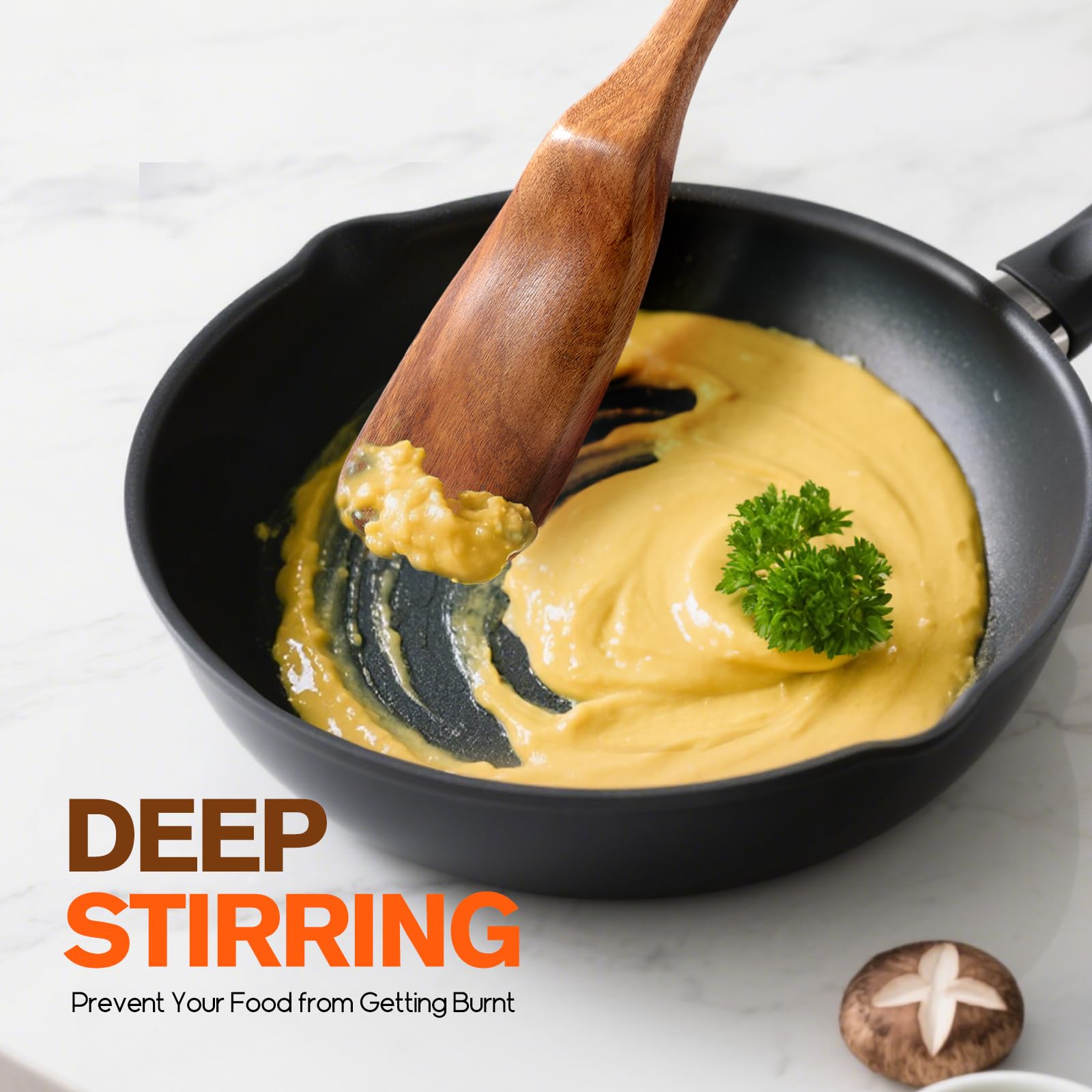 Mooues heat-resistant teak spoon withstands high temperatures during cooking.