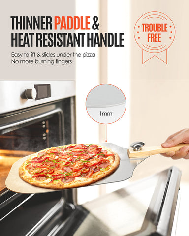 Mooues aluminum pizza peel offers lightweight durability for smooth transfers
