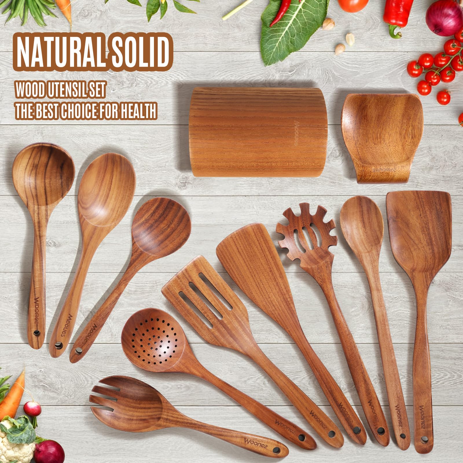 Mooues natural teak color variations add rustic charm to your kitchen