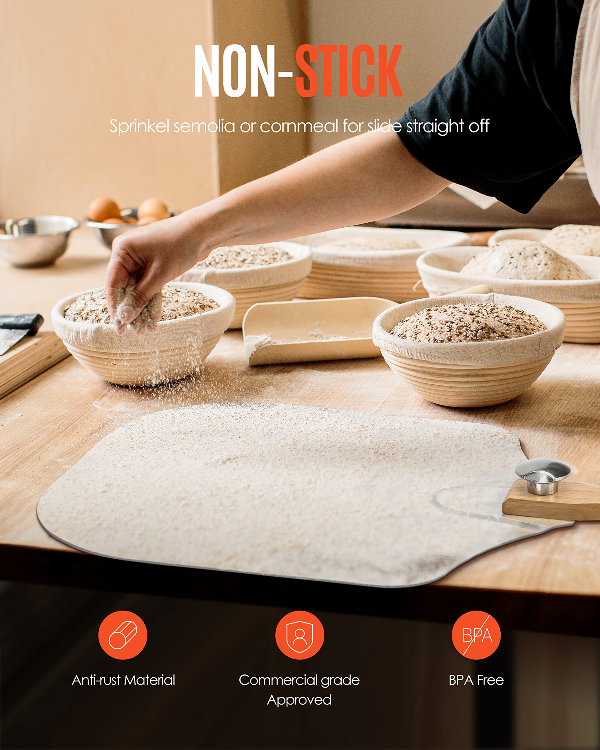 Mooues extendable handle reaches 12x25 for safe oven transfers