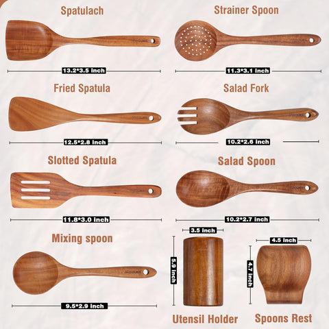 Mooues teak fried spatula for even flipping and cooking control