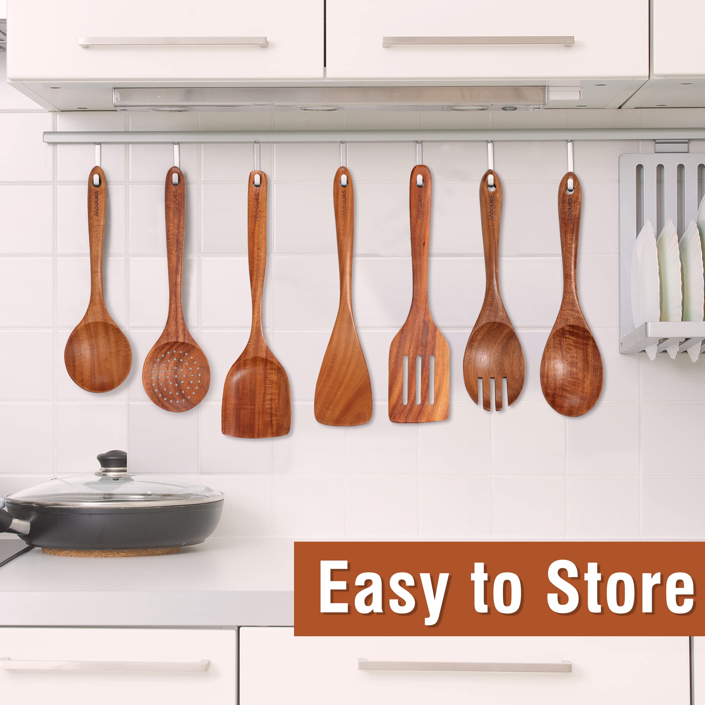 Mooues teak spoon with salad spoon for precise mixing and scooping