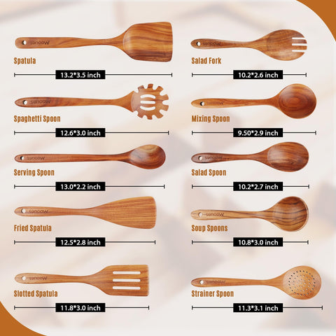 Mooues teak spoons nonstick surface comfortable for stirring