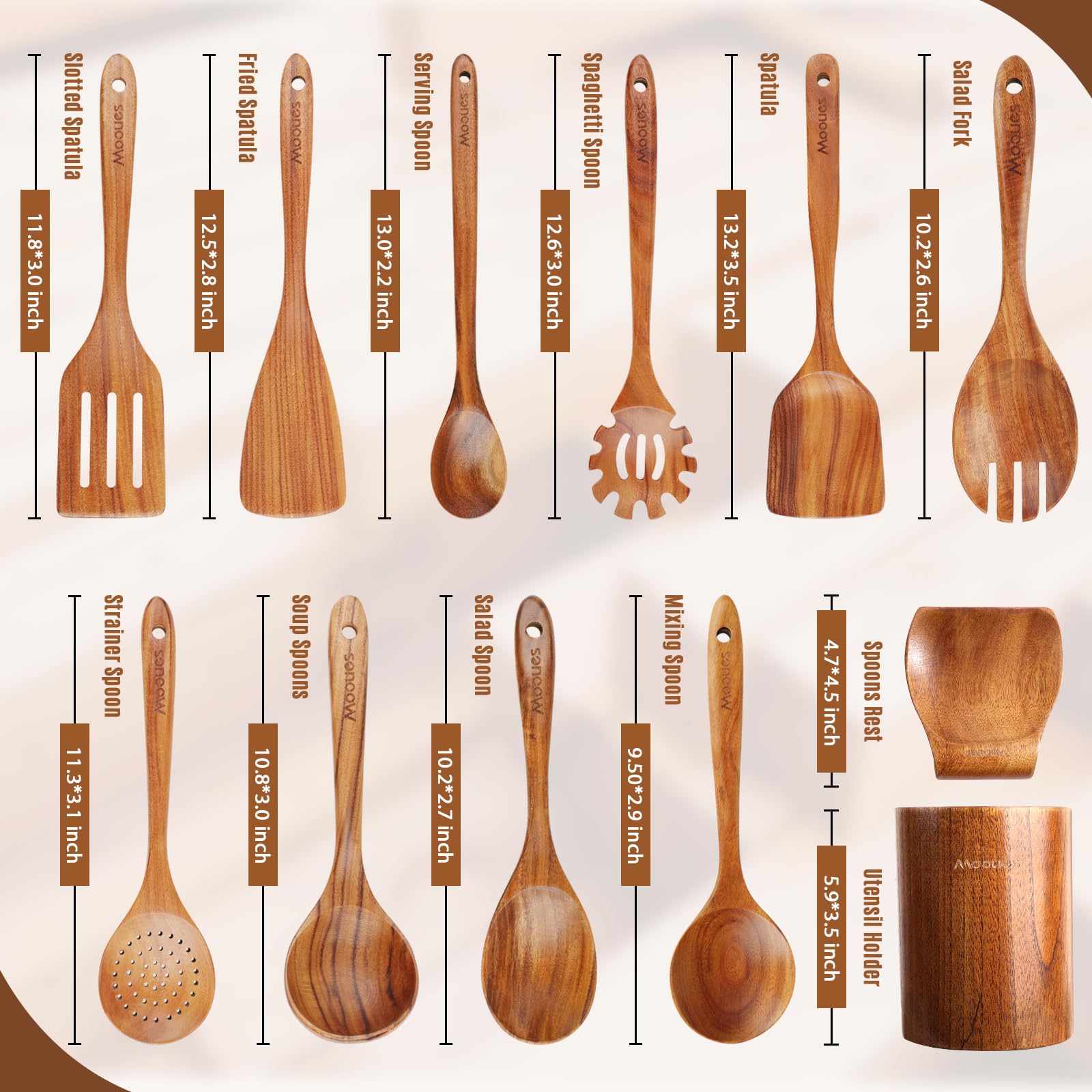 Mooues utensils hanging display showcasing easy storage and quick countertop access