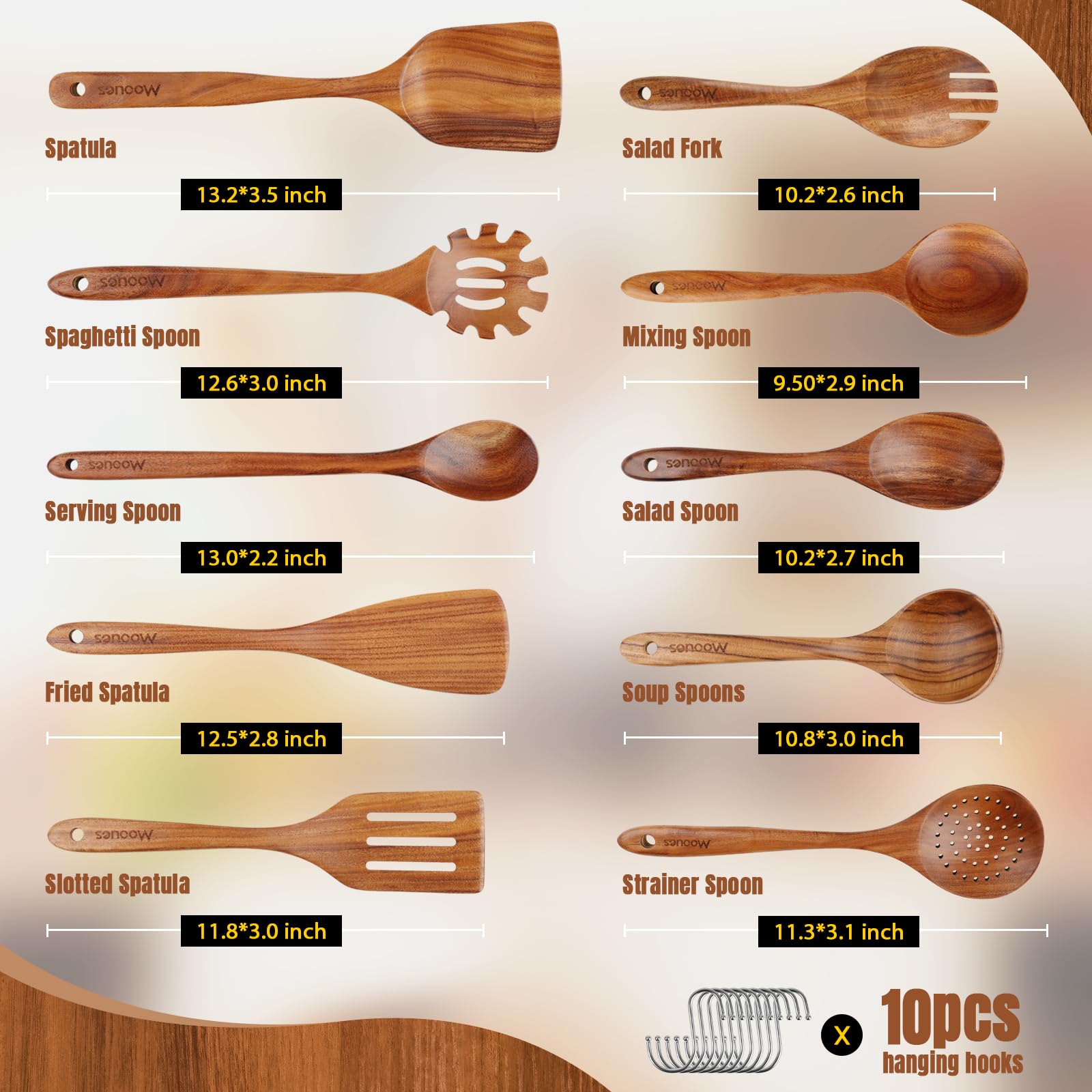 Mooues teak ladle with deep bowl for soups and sauces