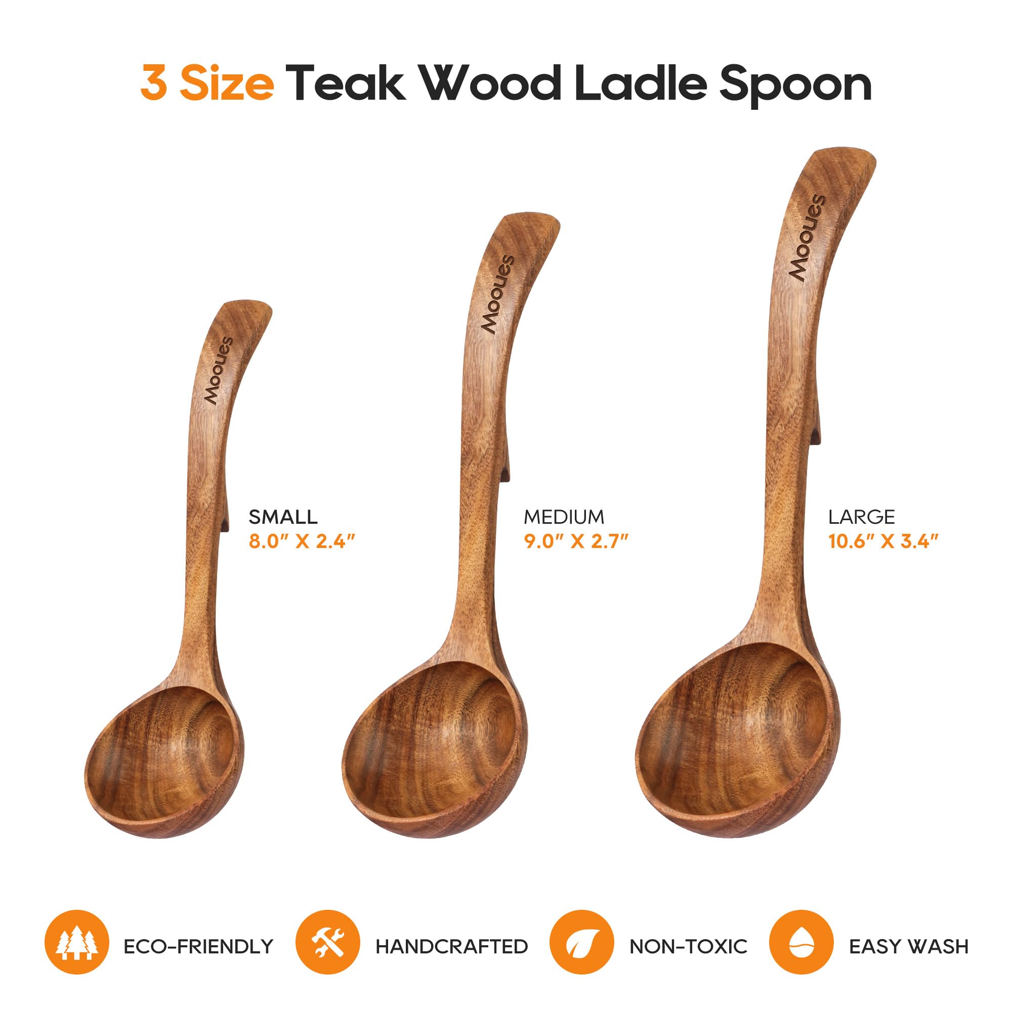 Mooues teak utensils are easy to clean with warm water.