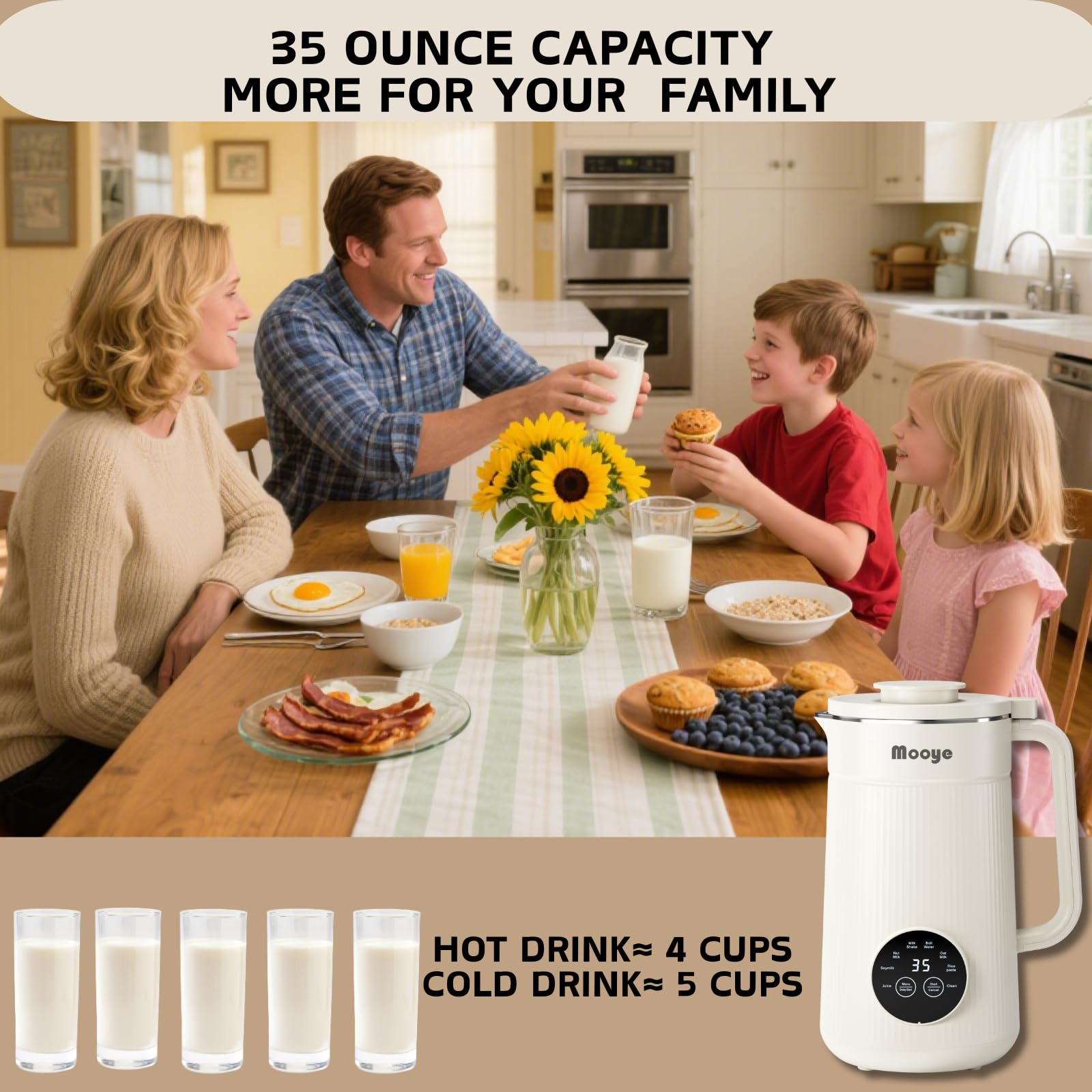 Mooye 10-blade system blends smooth, creamy plant milks.