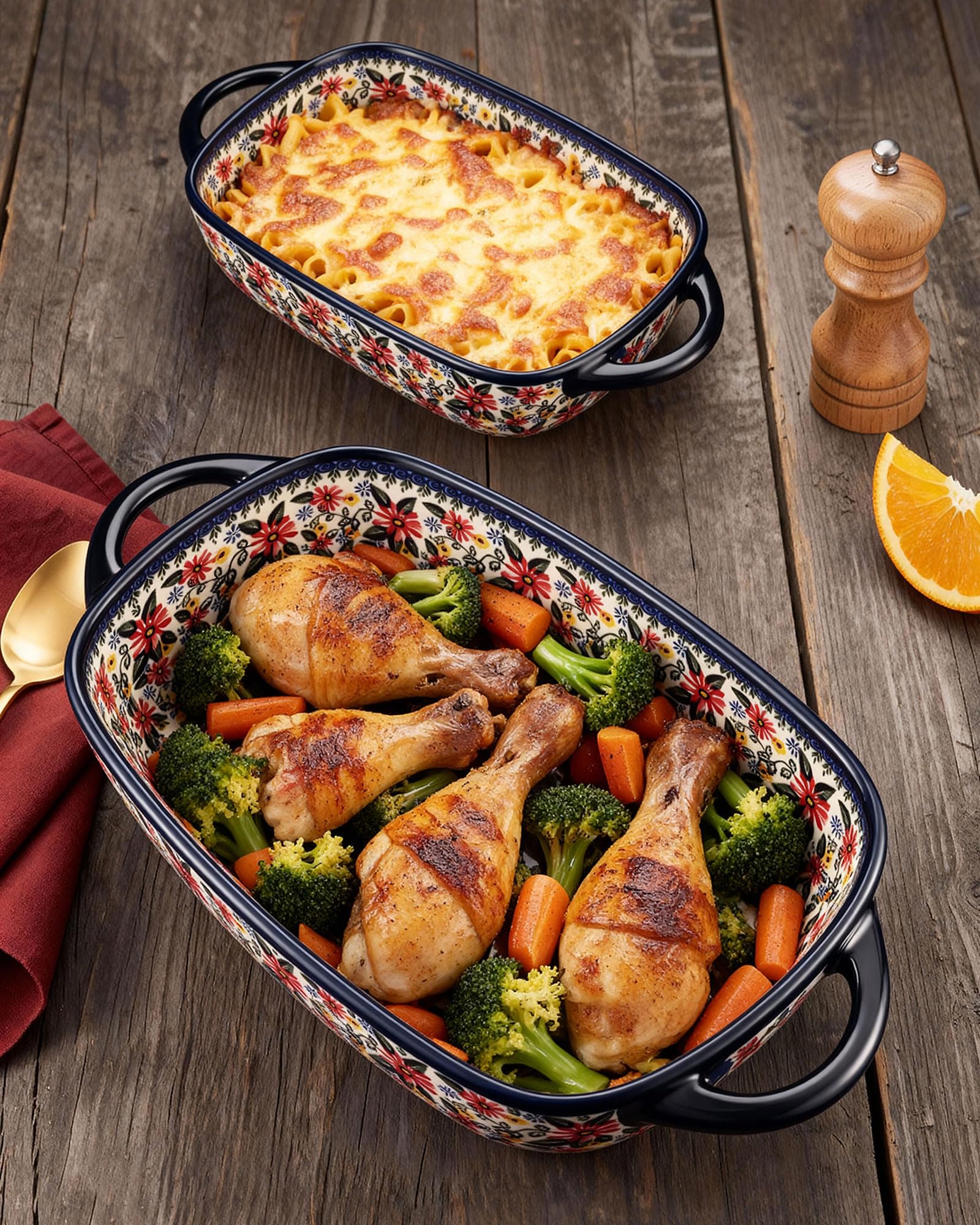 Moqidadii Polish pottery pattern adds vintage charm to the table.