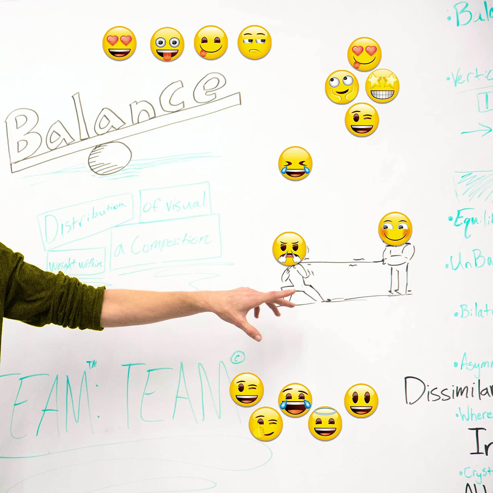 MORCART emoji magnets on whiteboard help organize notes with fun visuals