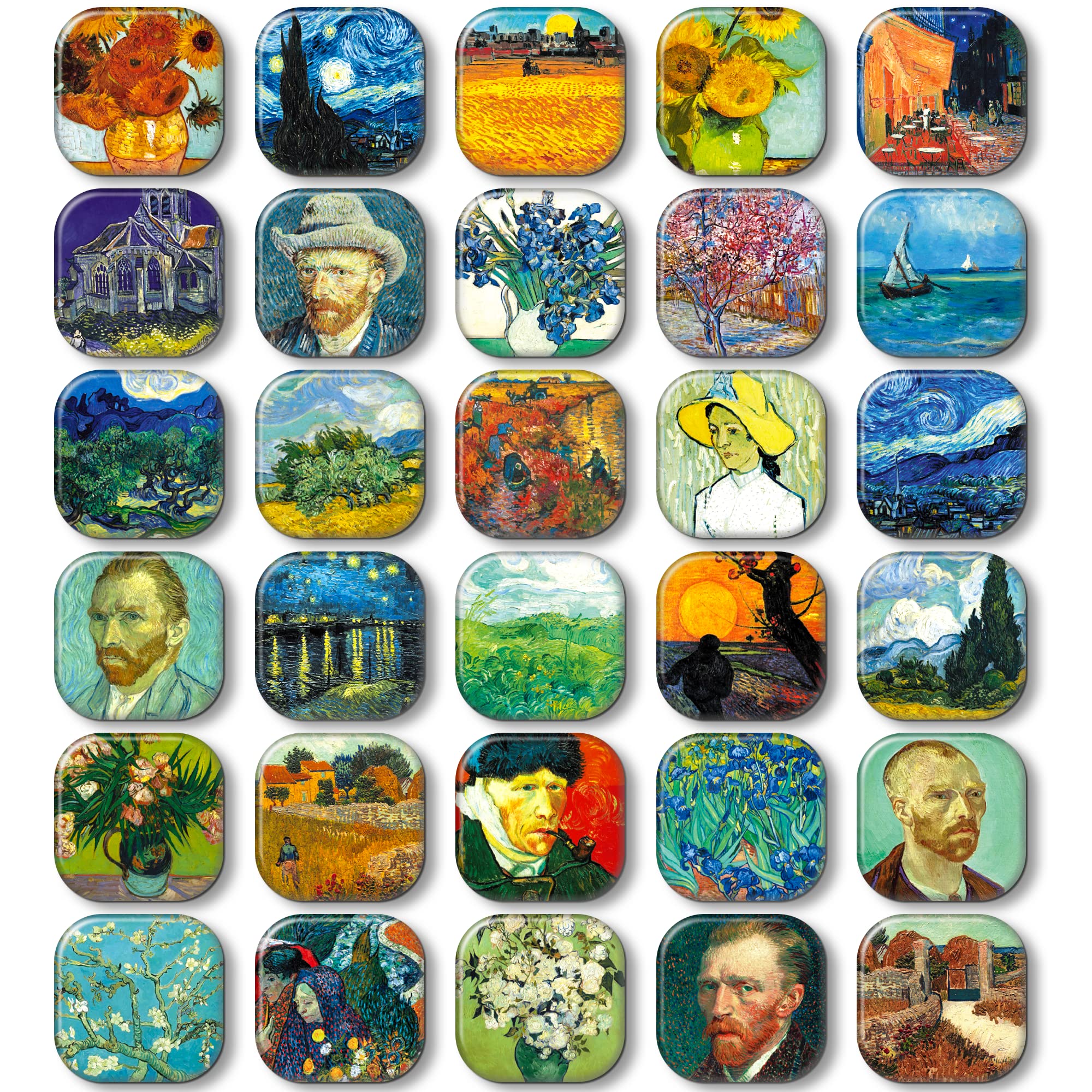 MORCART Van Gogh magnets patterns—vivid art for fridge organization.
