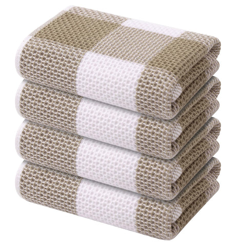 Mordimy buffalo check dish towels in khaki and white dry dishes quickly and lint-free