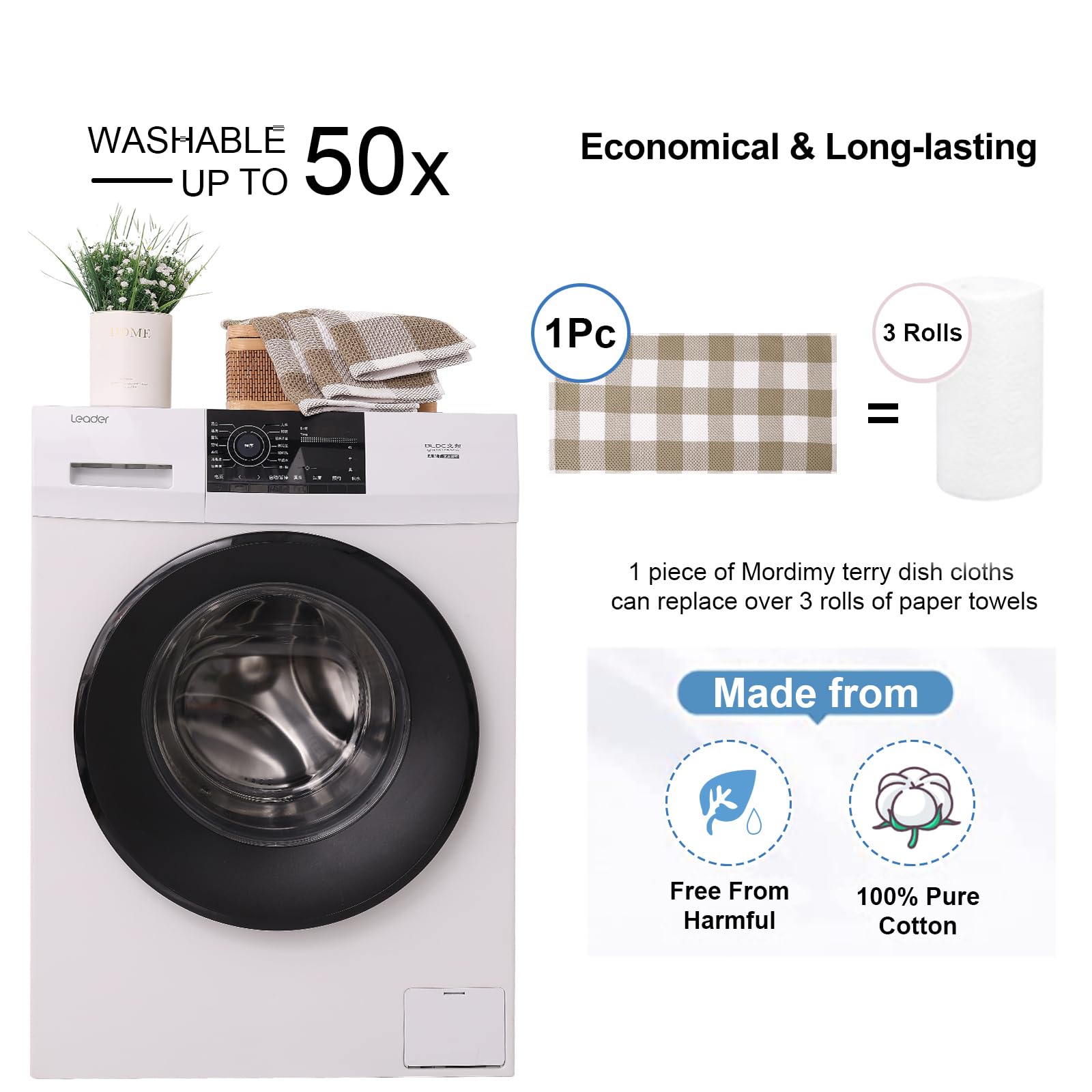 Mordimy 13 by 28 inch towels handle cups, dishes, and cookware efficiently