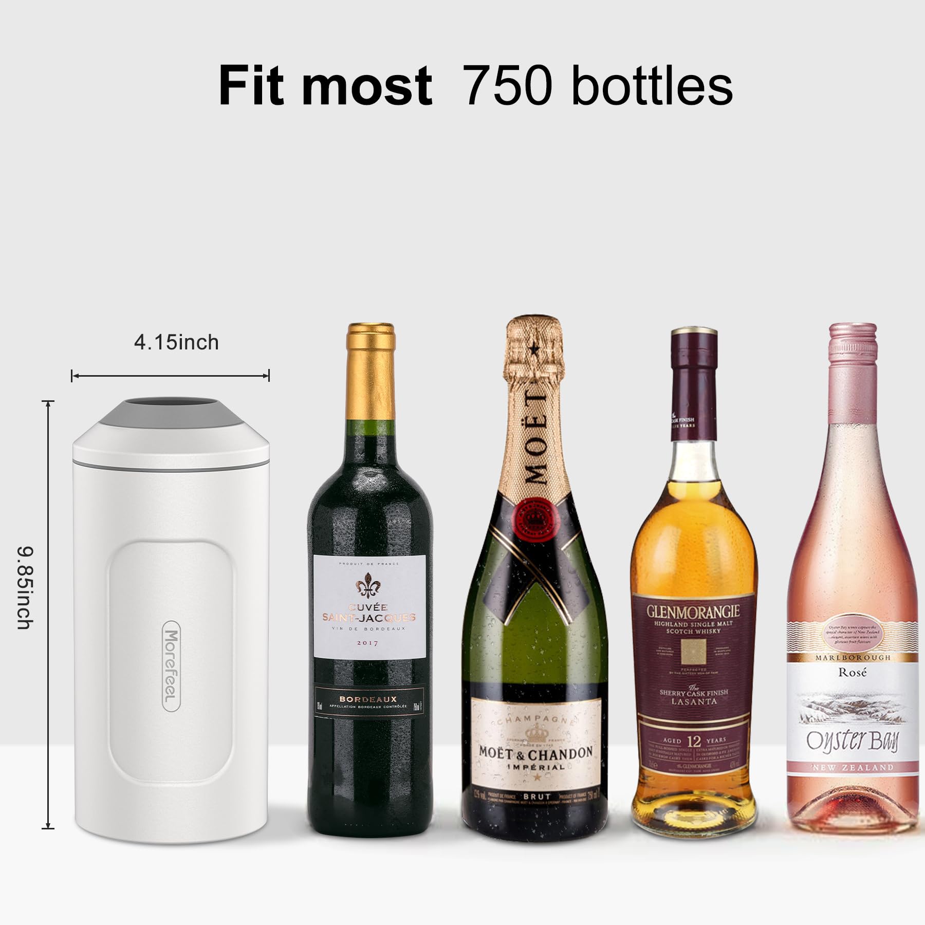 MoreFeel double-walled stainless steel wine cooler for reliable temperature control.
