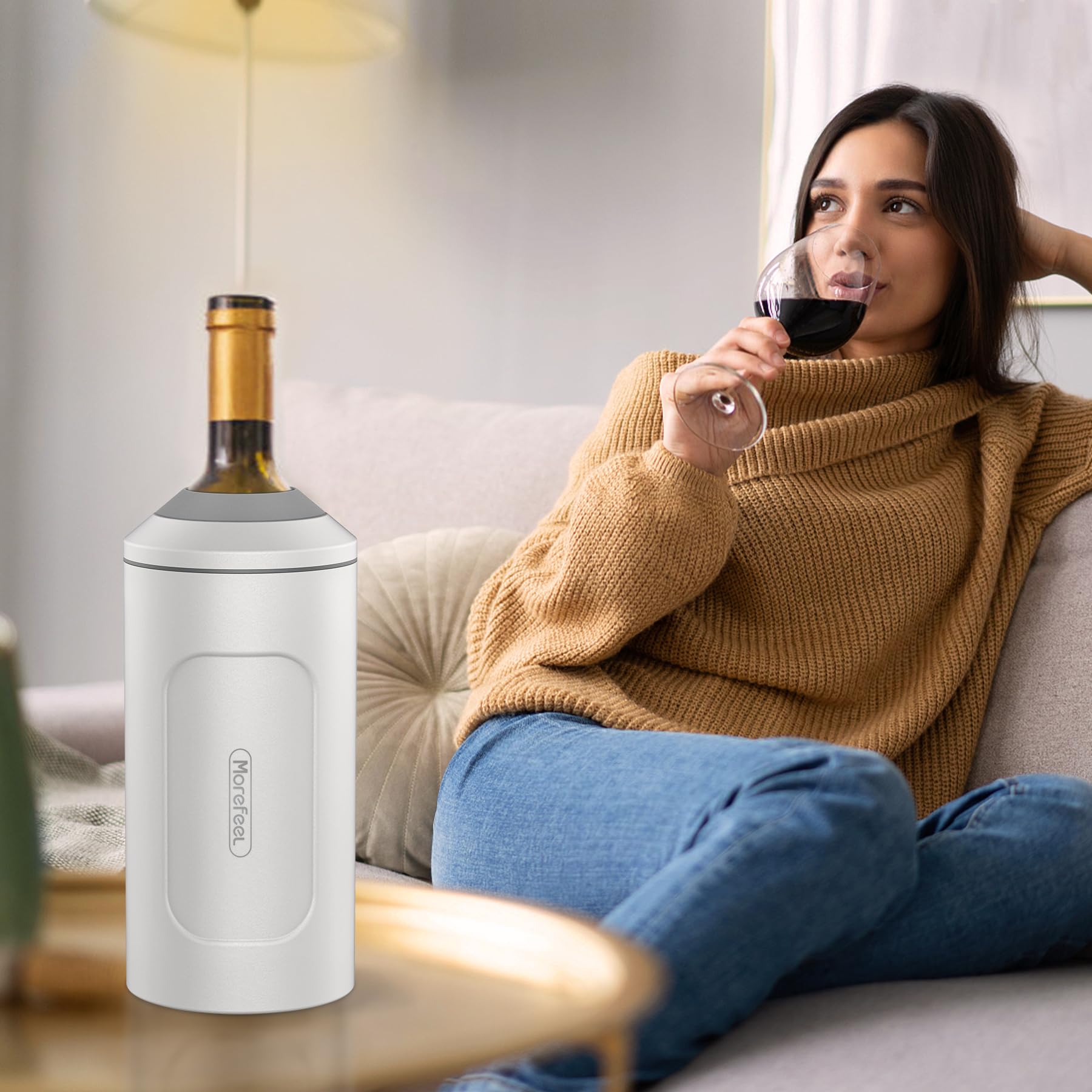 MoreFeel elegant wine chiller sleeve adds style and convenience.