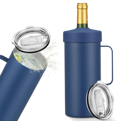 MoreFeel wine bottle chiller with handle preserves wine temperature for hours.