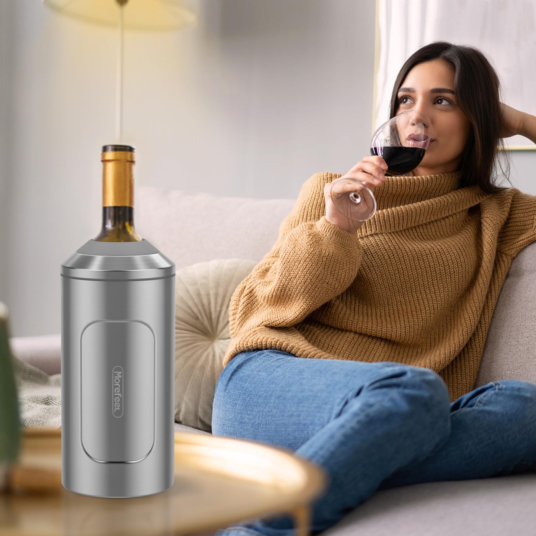 MoreFeel wine chiller elegant champagne cooler enhances table setting