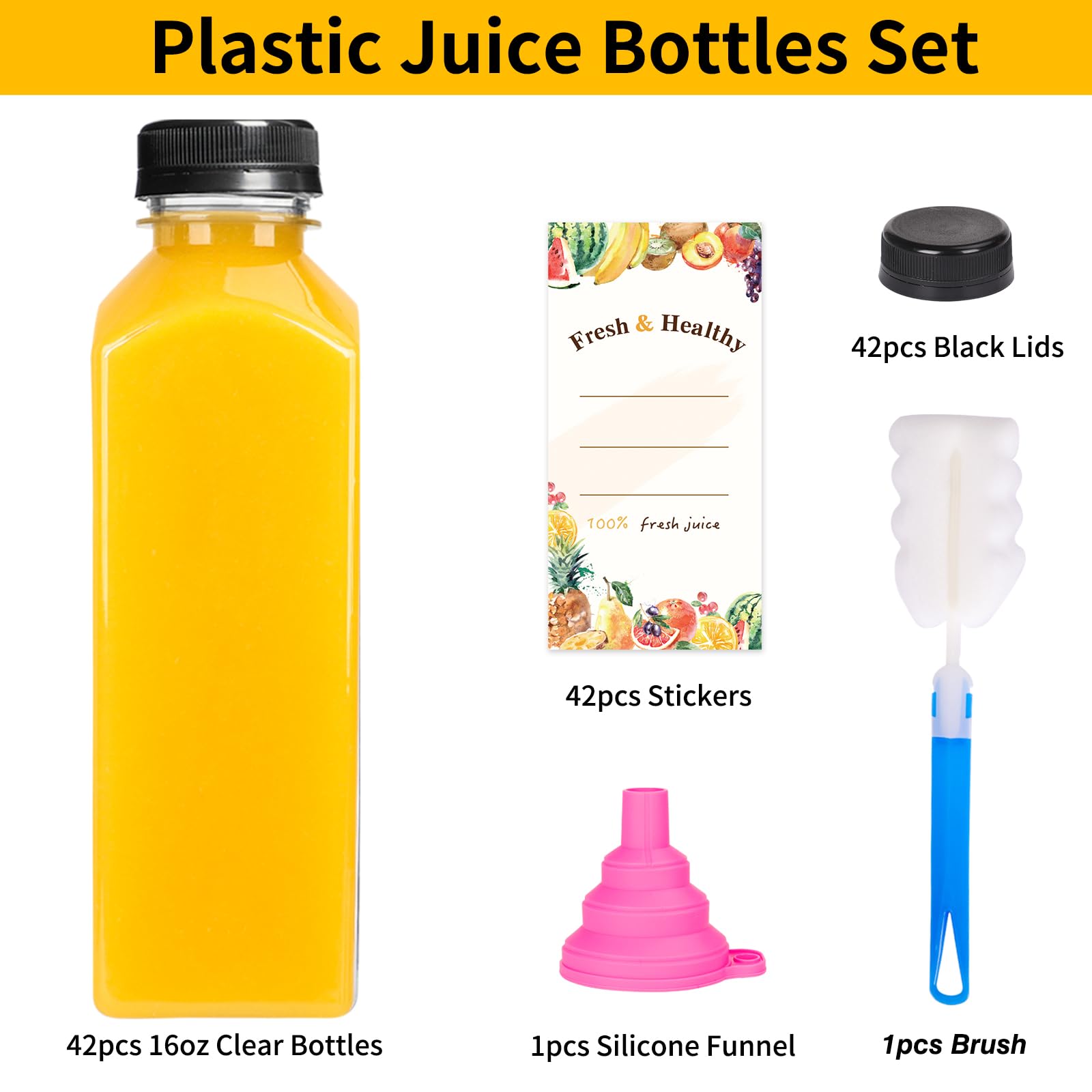 Moretoes BPA-free PET bottles with lids for safe, reusable beverage storage.