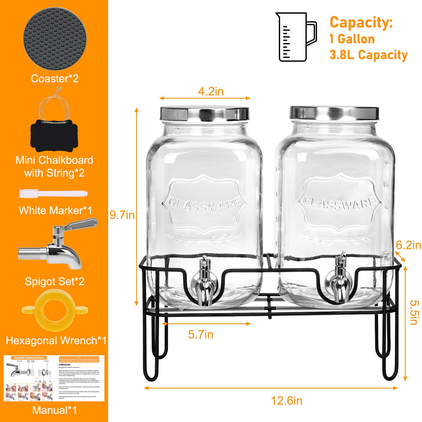 Moretoes glass drink dispenser spigot enables easy pouring