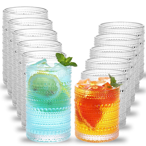 Moretoes hobnail highball 12oz glass for crisp cocktails and everyday pours.