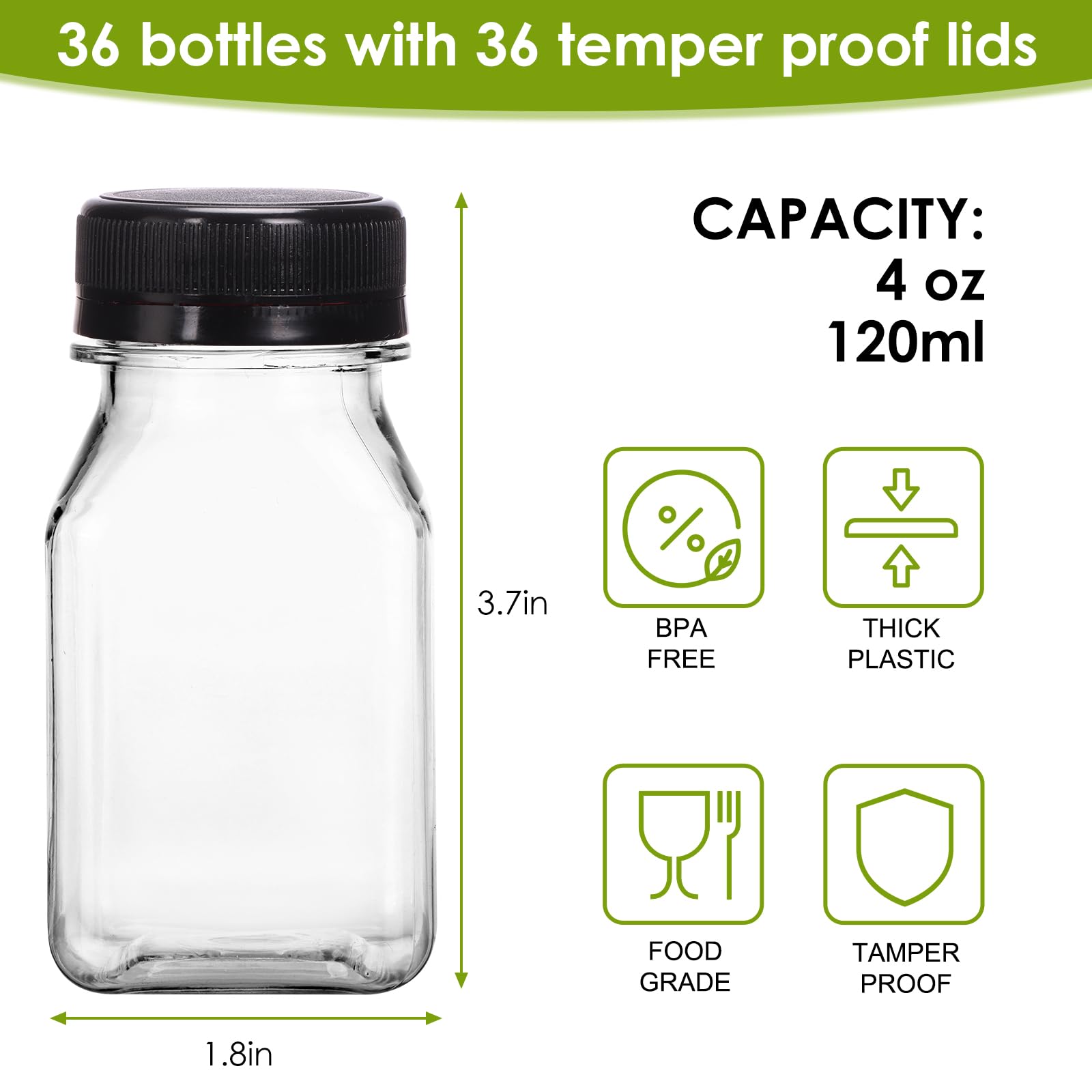 Moretoes juice bottles with cap closure, leak-proof design for bags.