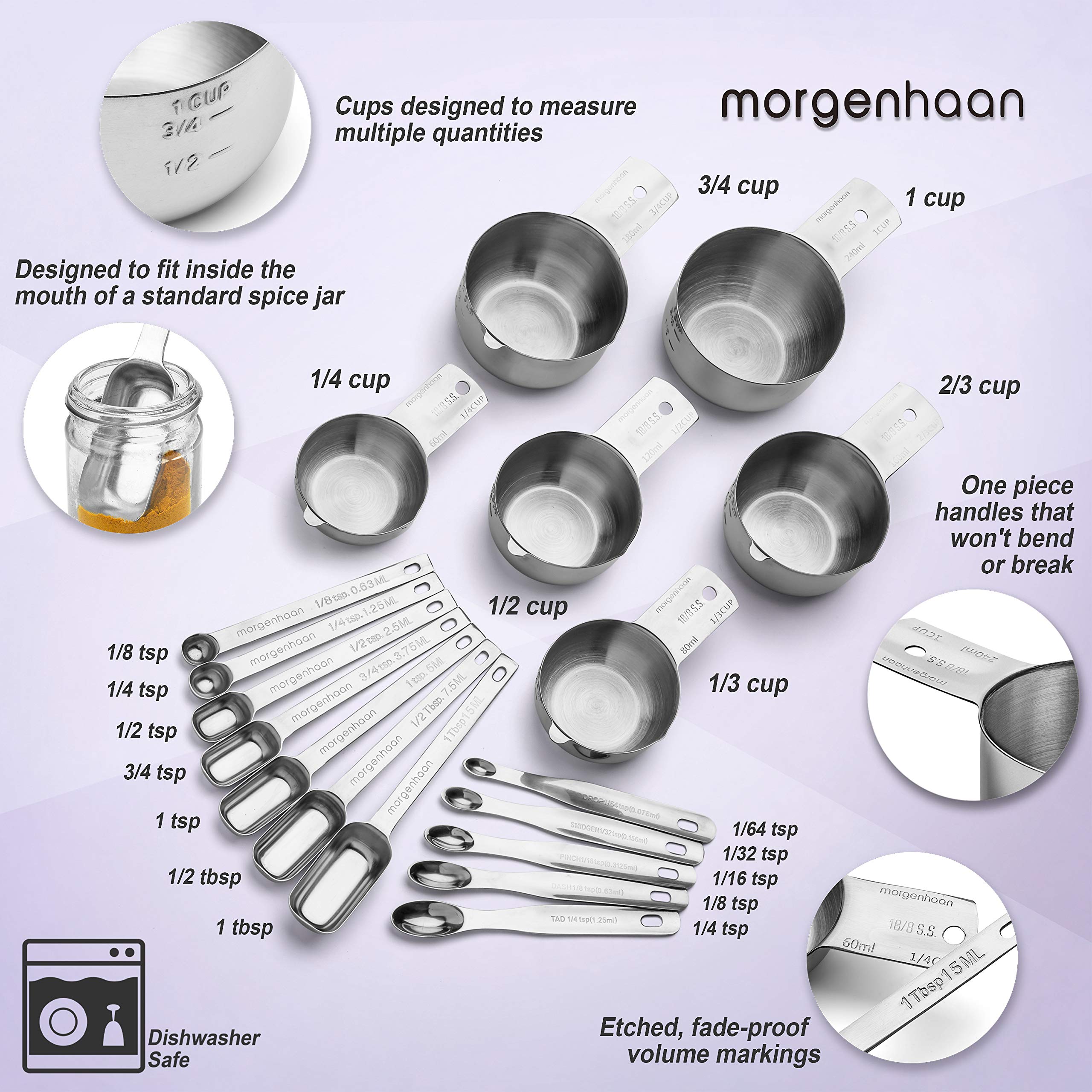 Morgenhaan five mini-spoons enabling tiny-amount accuracy for baking and spices.