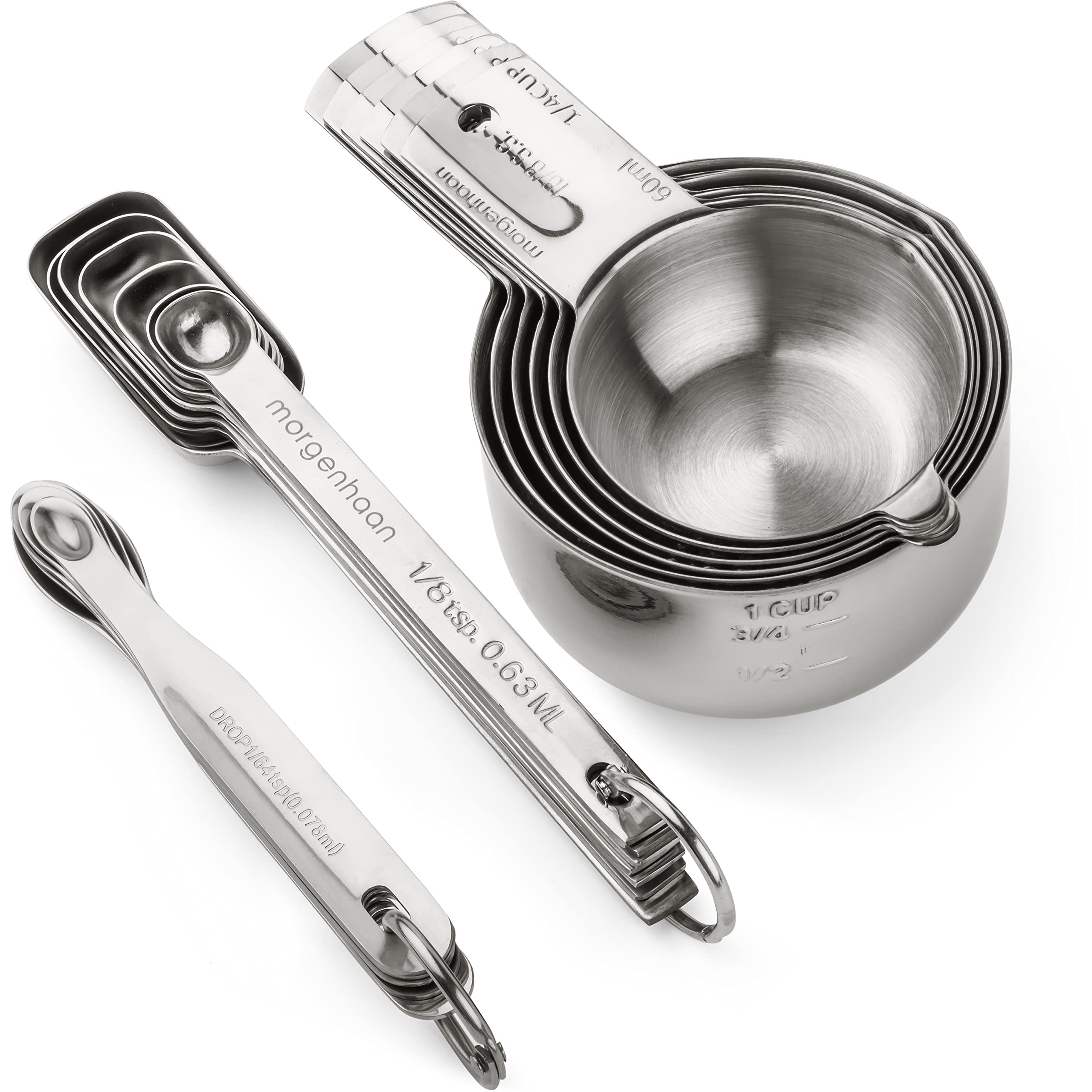 Morgenhaan long-narrow-spoons reaching into a spice jar for precise measurements.