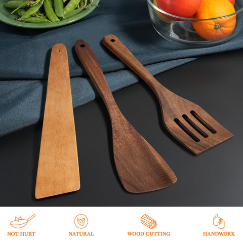 MORGLES acacia spatula with slots to drain fats while stirring