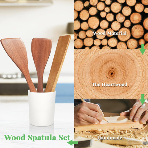 MORGLES acacia wood utensil protects nonstick cookware from scratches