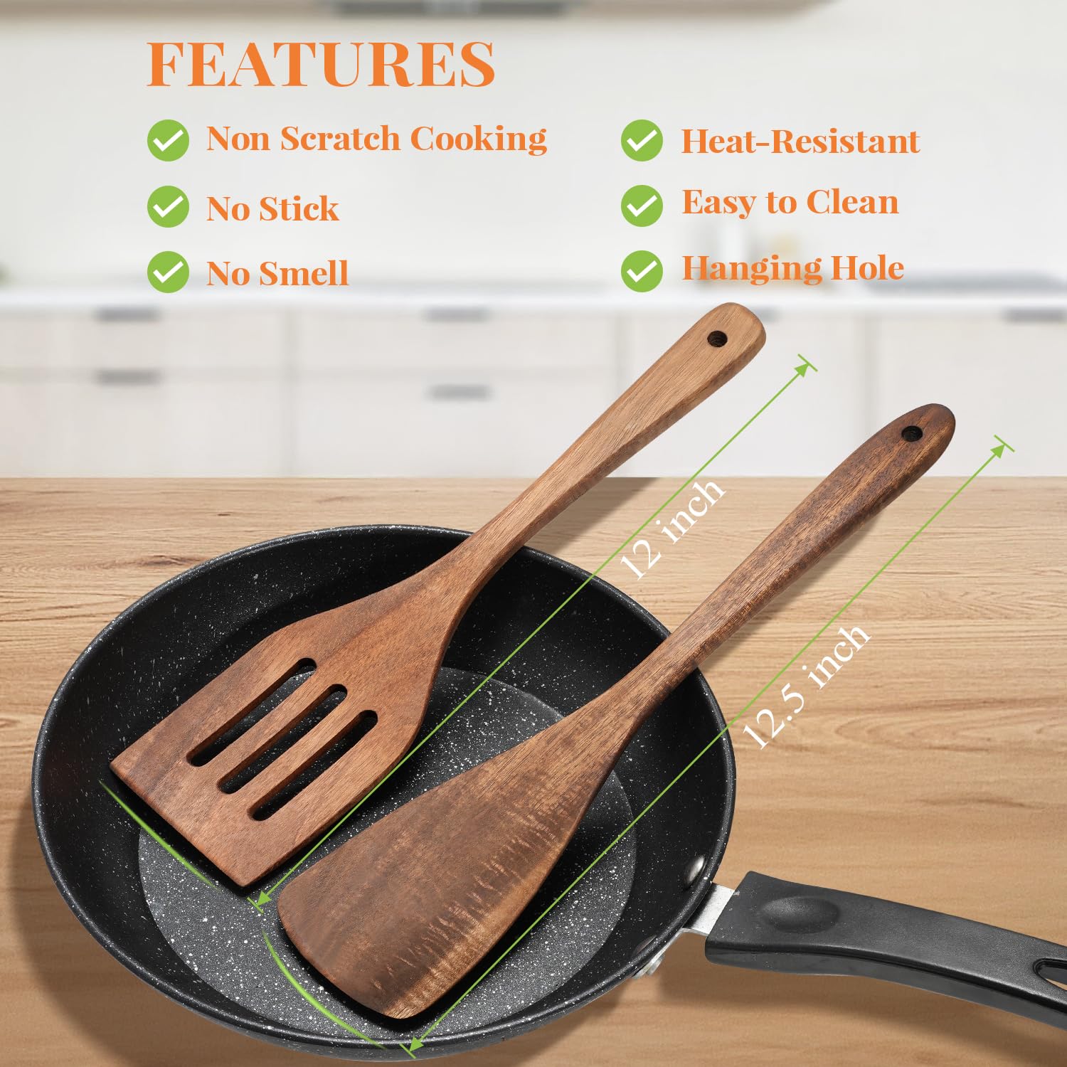 MORGLES hand-polished acacia wood spatula delivers a smooth, durable surface