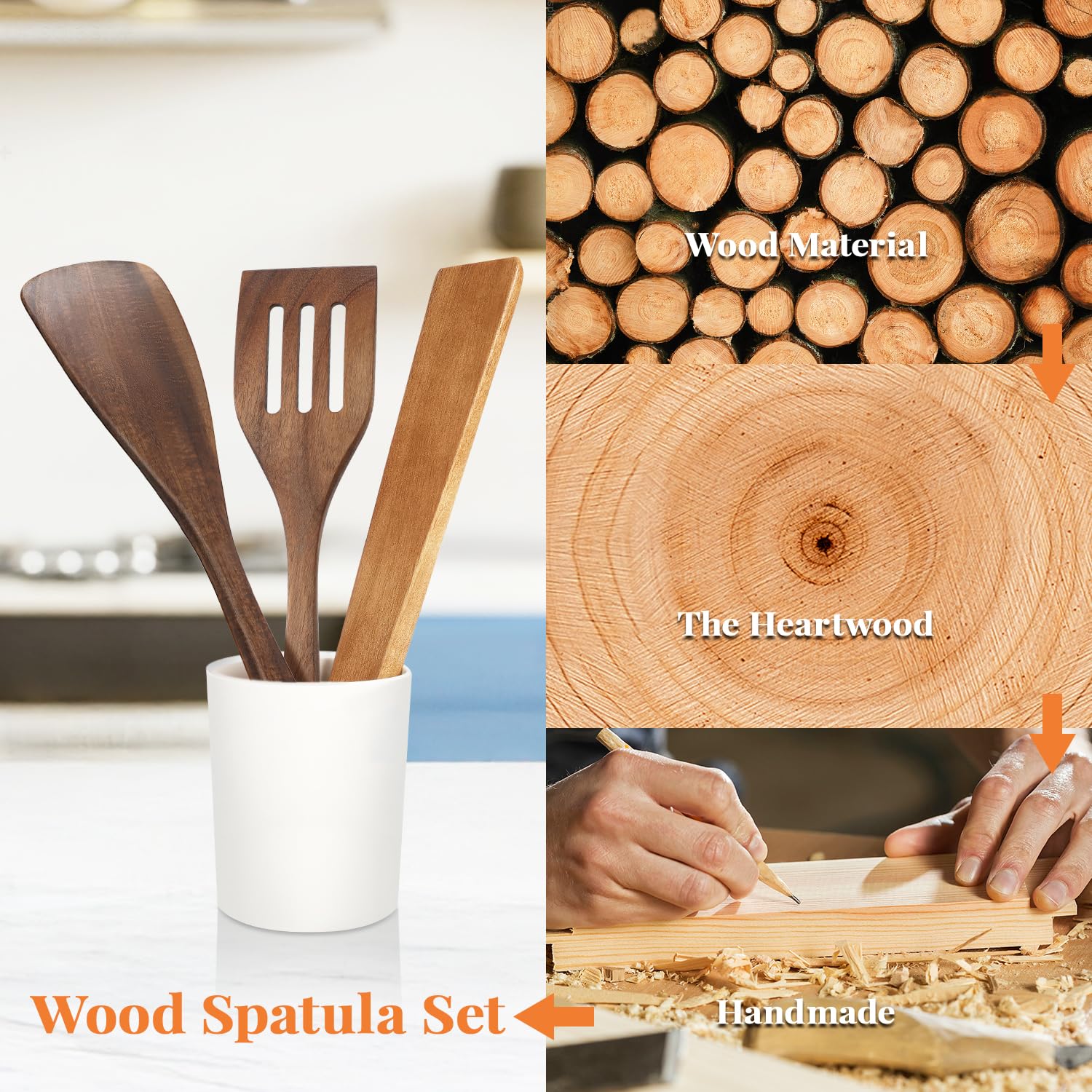 MORGLES wooden spatula protects non-stick cookware from scratches