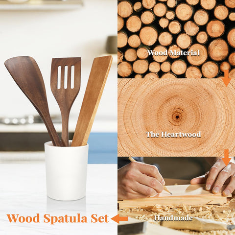 MORGLES wooden spatula protects non-stick cookware from scratches