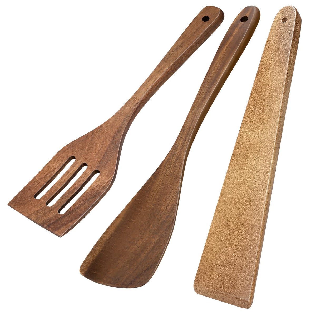MORGLES 12-inch wooden spatula flat turner for easy flipping and precise turning