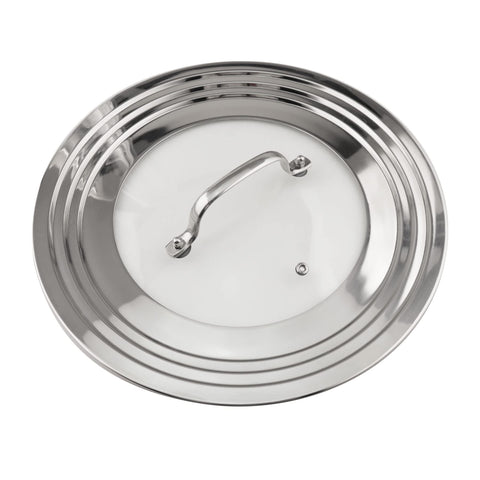 Morikavo universal lid on 7-12 inch pan preserves moisture and flavor