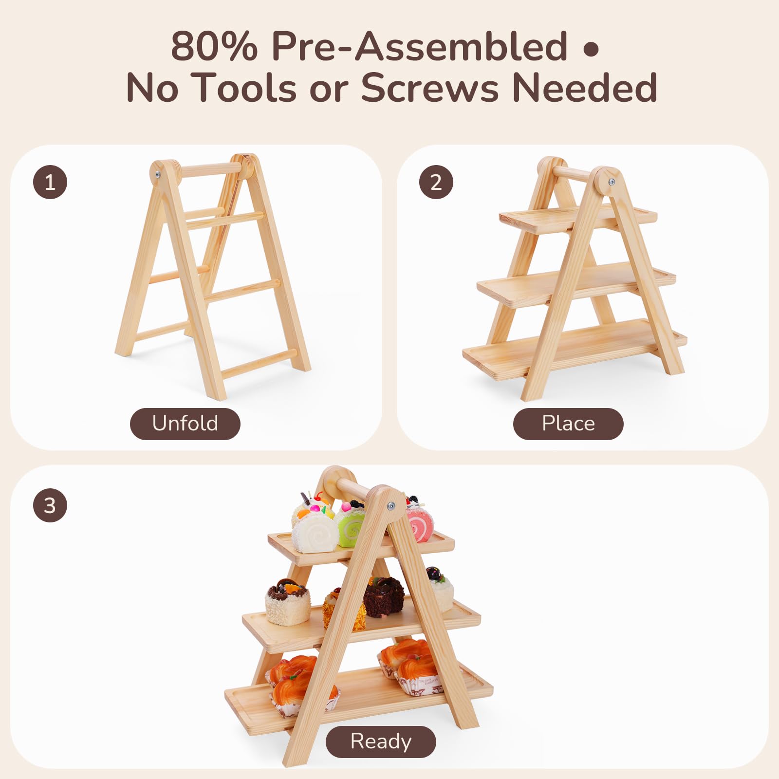 MORITECK 3-tier dessert stand fruit and snacks display for easy access