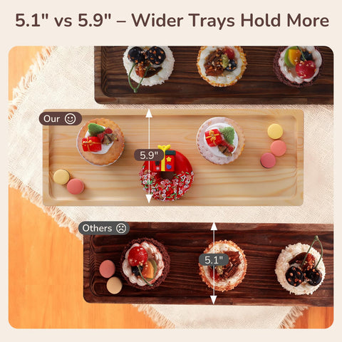MORITECK 3-tier dessert stand natural pine finish for warm table presentation