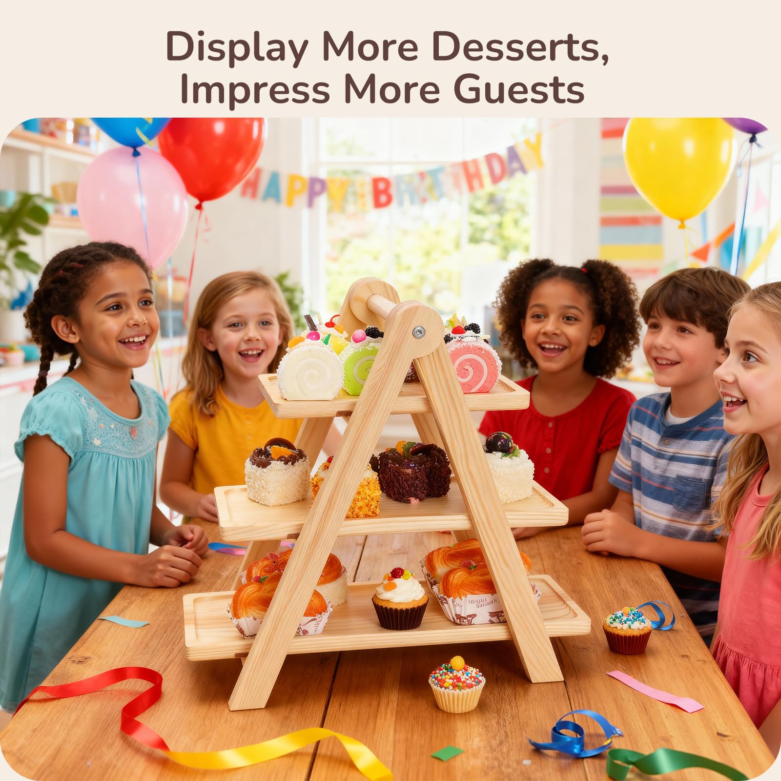 MORITECK 3-tier dessert stand stable base for wobble-free serving