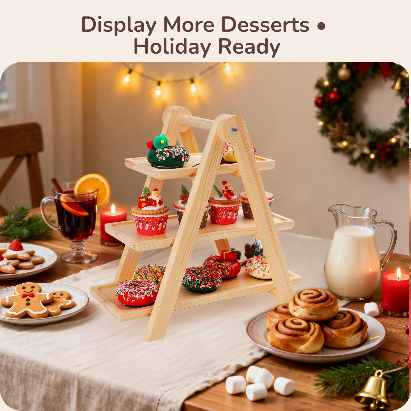 MORITECK 3-tier dessert stand wide shelves for generous plating space