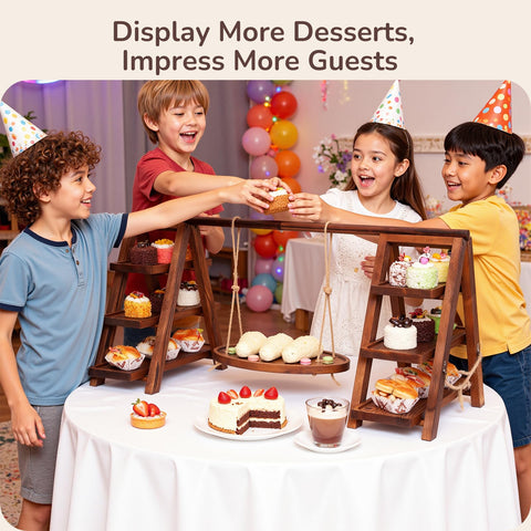 MORITECK pre-assembled dessert stand saves setup time.