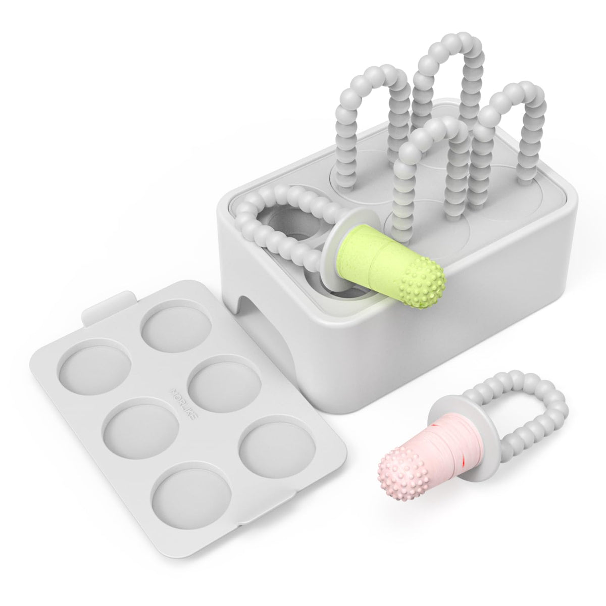 MORLIKE LIVING Baby Tiny Pops ice pop mold in action for teething-friendly treats