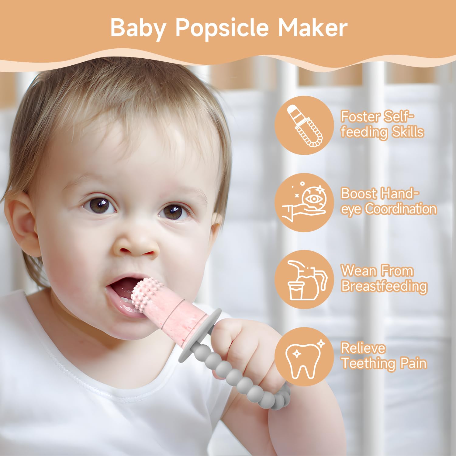 MORLIKE LIVING teether-handle shown with baby-safe pops
