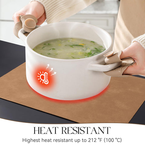 MOSAYT heat-resistant placemats safeguard tabletops up to 212°F during hot dishes