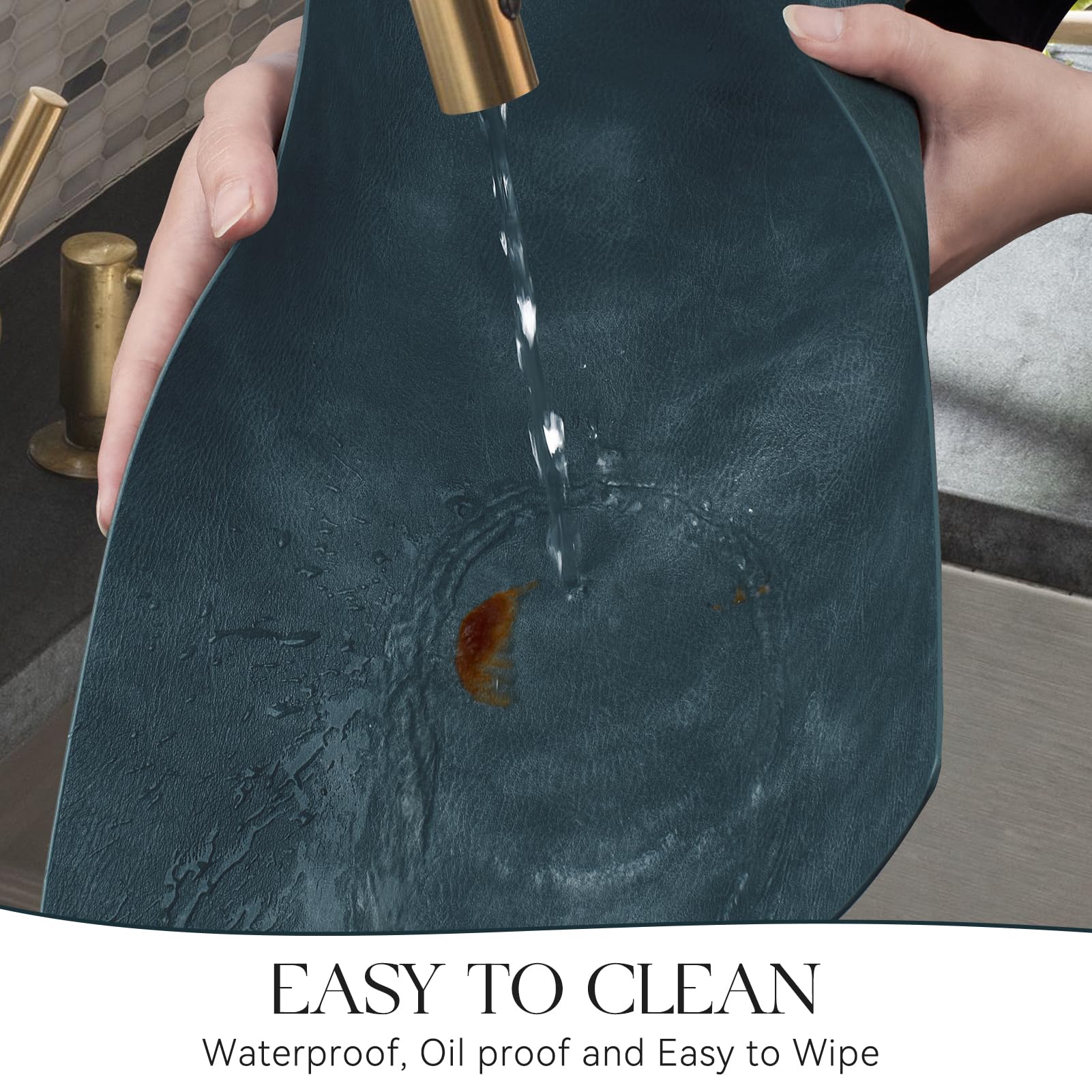 MOSAYT placemats are waterproof and oil-proof for quick cleanup.