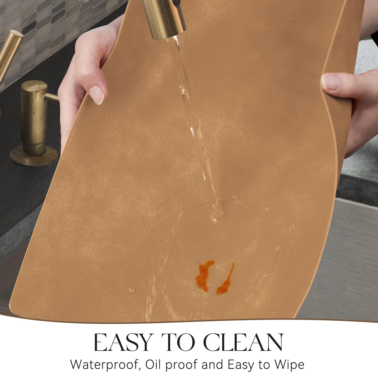 MOSAYT waterproof wipeable placemats are easy to clean after sauces and spills